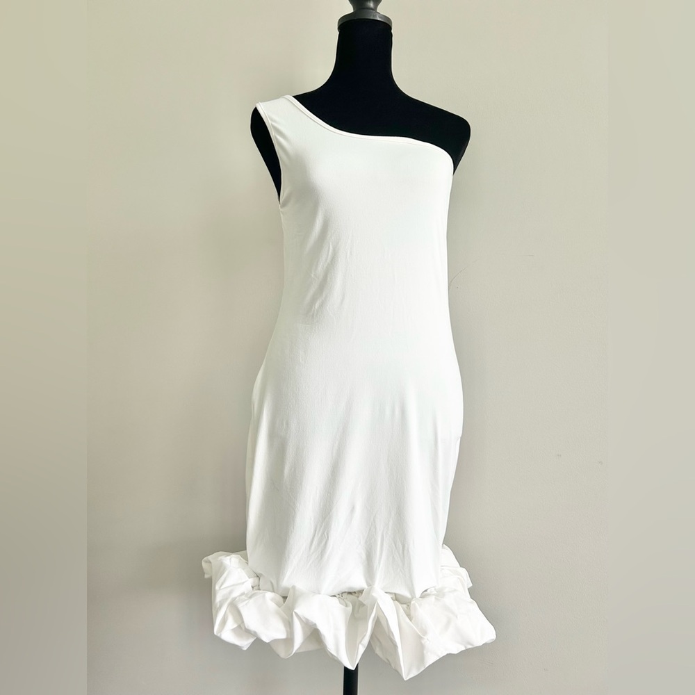 White One-Shoulder Sleeveless Body-con Dress, Size M, NWT